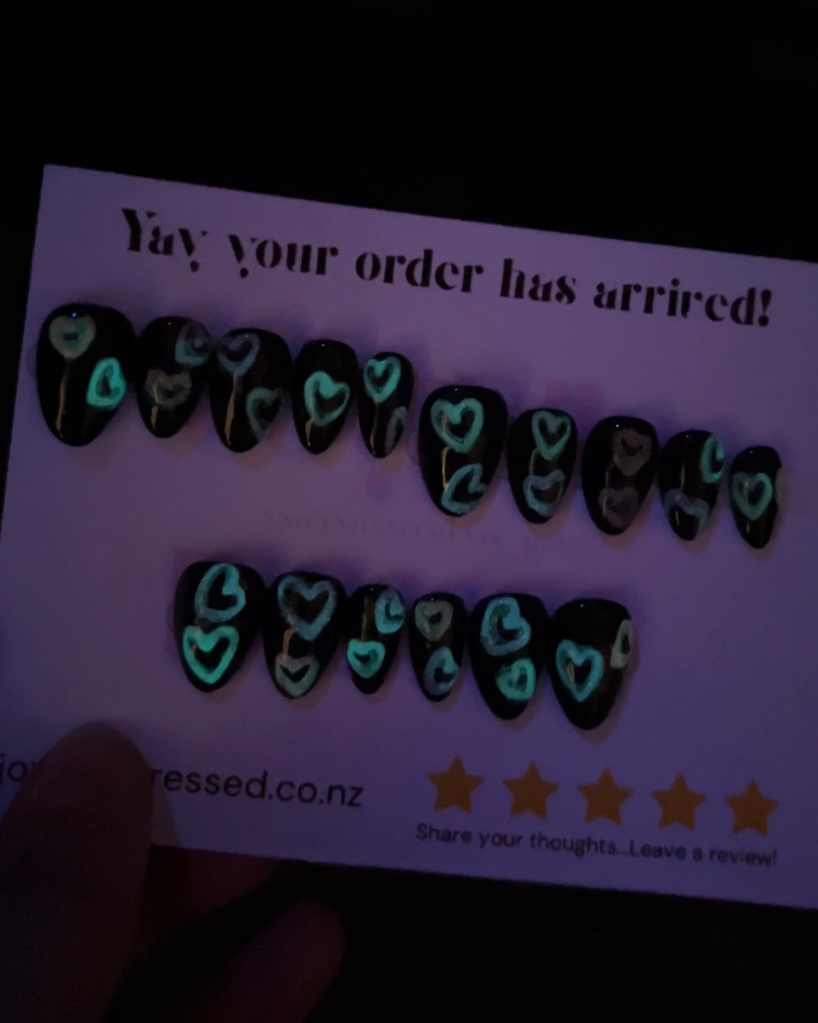 Glow in the dark hearts