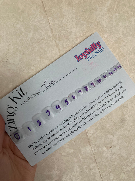 Sizing kit for toe pressons