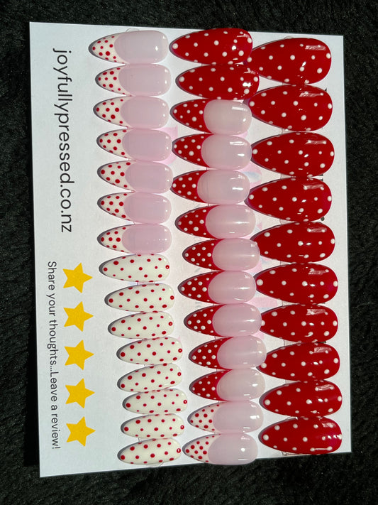 Medium Almond, R&W polka dot